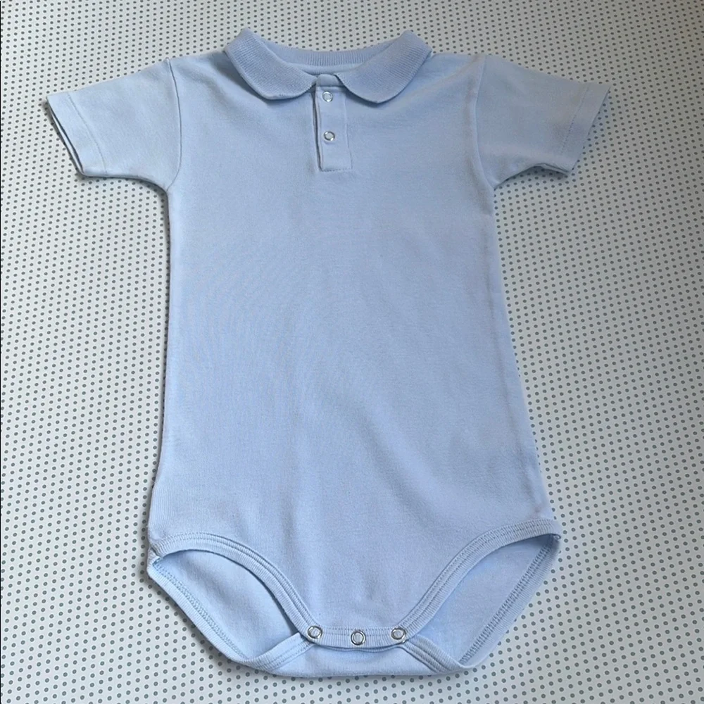 Petit Bateau Light Blue Polo Colar Bodysuit